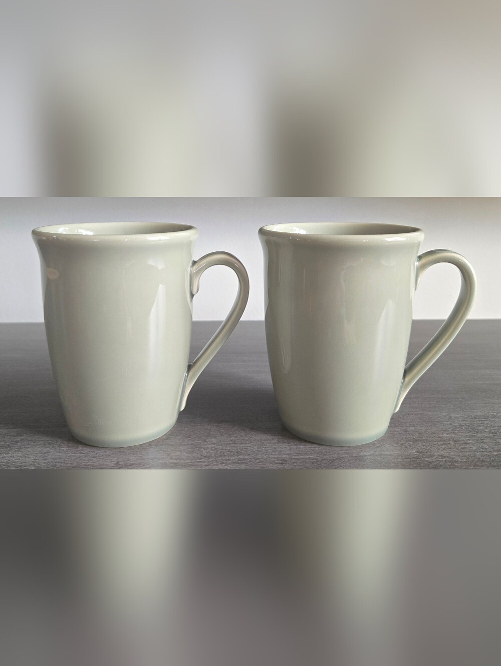 Crate & Barrel Set Of 2 Vintage Discontinued Sage Green Gallery Coffee Tea Mugs